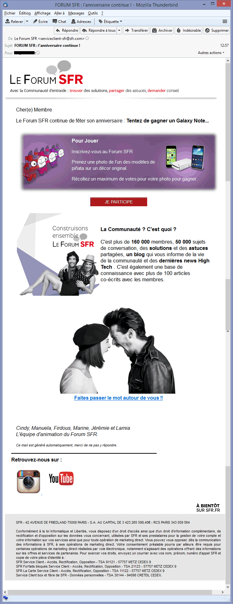 Gamification par email de SFR